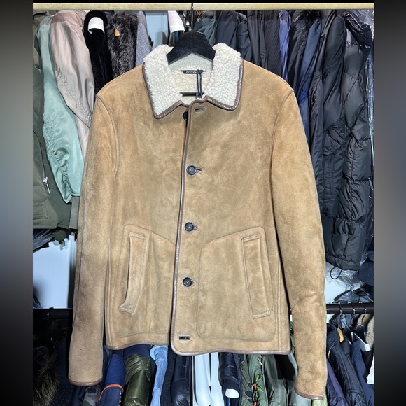 Zegna shearling-trimmed suede Jacket Size S